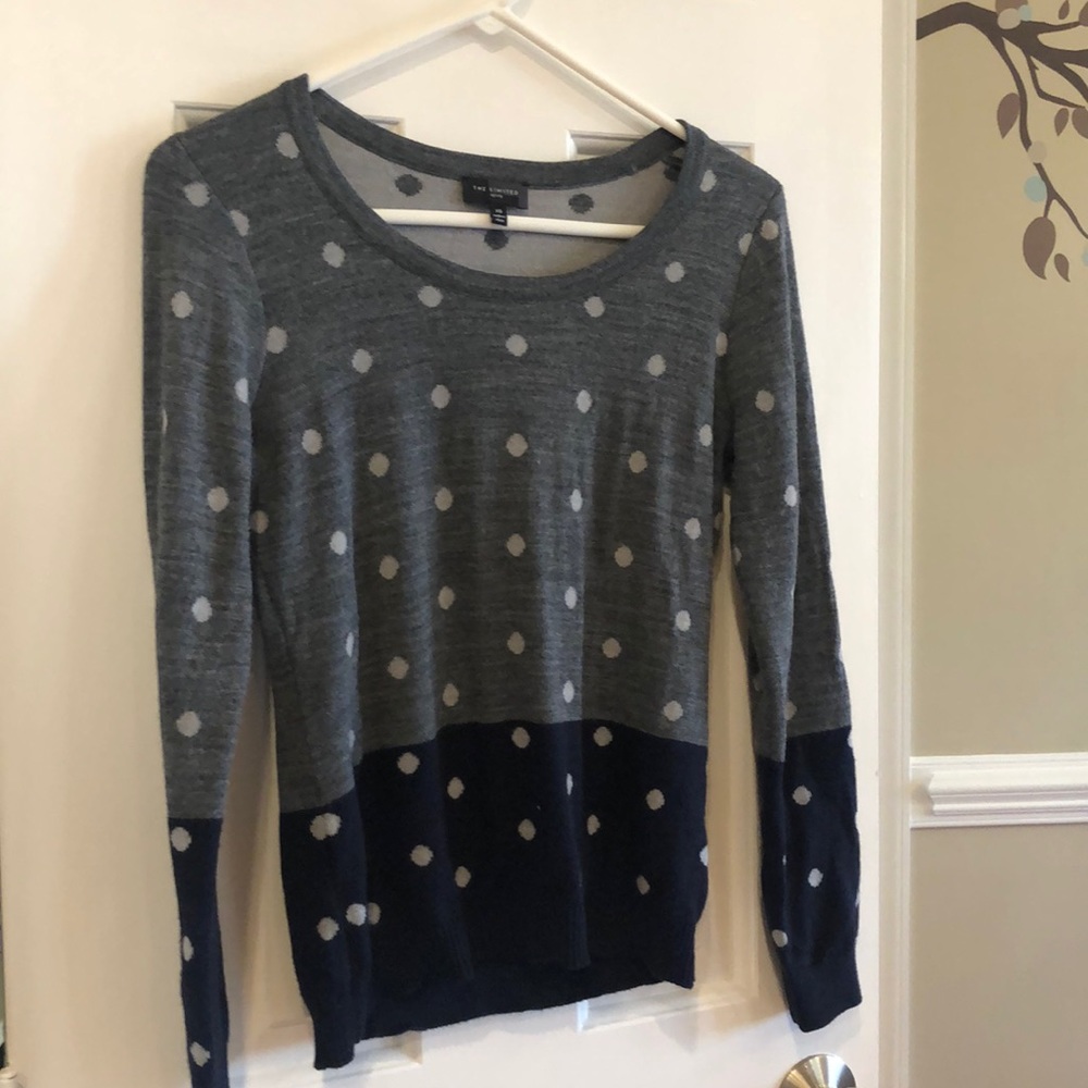 XS Long Sleeve Polka Dot Sweater from The Limited